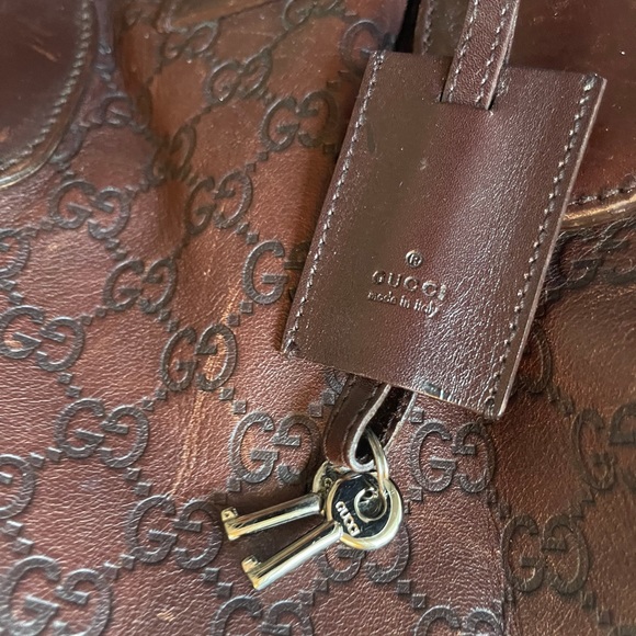 Gucci Guccissimma leather Weekender travel carry on duffel bag w/ lock key - Picture 12 of 12